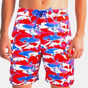 GUY HARVEY MEN'S USA SHARK VOLLEY SWIM TRUNKS